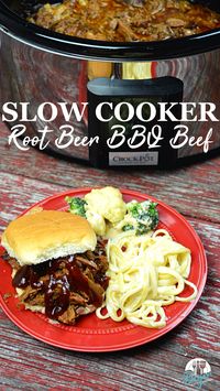 This crock pot root beer beef bbq recipe is the perfect combination of sweet and heat with a hint of smoke to leave your summer BBQ cravings satisfied. This slow cooked shredded beef is so tender and flavorful perfect for sandwiches or all on its own. #crockpot