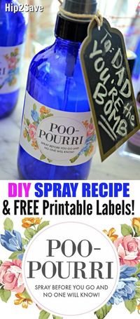 Here's how to easily make your own DIY Poo-Pourri (Before-You-Go Spray) at home using your favorite combination of essential oils and free printable labels!