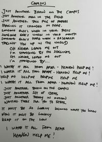 Bastille Campus lyrics, handwritten by Dan