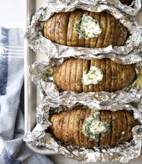 Grilled Hasselback Potatoes With Chive Butter 18 Vegetarian Barbecue Dishes So Good You'll Be Like, "Meat Who?"