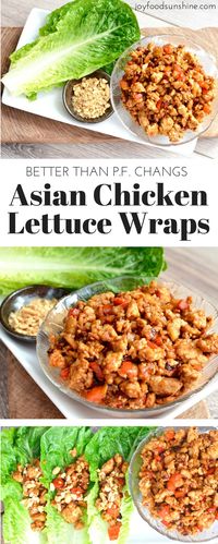 Asian Chicken Lettuce Wraps Recipe (better than P.F. Chang's)! A quick, easy, and healthy dinner that tastes delicious! Gluten and dairy-free!