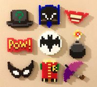 Batman Retro Magnets Perler Bead Pins 8 bit Pixel Art TV