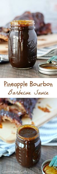 Kick up your next BBQ with this sweet and spicy Pineapple Bourbon Barbecue Sauce that packs a punch | cookingwithcurls.com