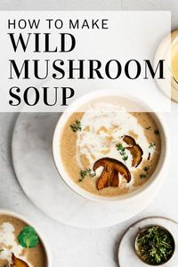 This wild mushroom soup tastes decadently creamy, with a decided savory note. Fresh herbs give the soup a punch of brightness, balancing the savory, earthy notes of mushrooms. The recipe is easy to make, coming together in about twenty minutes. If you can't find wild mushrooms, the soup is equally good made with button, cremini, and other domestic varieties purchased from the grocery store.