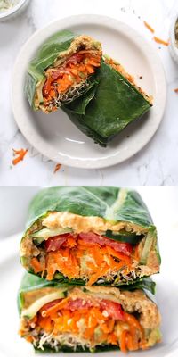 These healthy Quinoa & Veggie Collard Wraps are super easy to make and jam-packed with tons of goodies! They're low calorie, but still full of protein and healthy fats so they'll keep you nice and full! Such a healthy lunch idea for busy days! #collardwraps #collardgreens #veganlunch #healthylunchideas