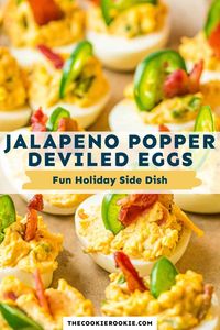 These spicy deviled eggs make the best appetizer or side dish for parties and holidays. What could be better than deviled eggs with bacon, jalapeno, and cheese?