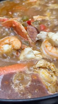 Gumbo is the gift that keeps on giving.   Another dish that makes for a great NYE option for a cozy night at home!  No recipe, just vibes!   I used chicken, colossal shrimp, jumbo lump crab, crab legs & andouille sausage. Perfect combo.   Send this Pin to someone you would make this for!