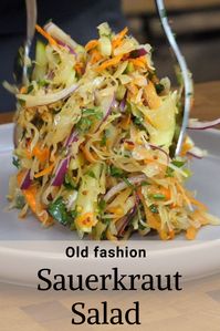 Looking for some tangy side dish ? Look no further! Make easy old fashion sauerkraut salad  in minutes