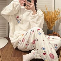 sanrio Hello Kitty kuromi my melody pochacco cute cartoon plus velvet thickened pajamas creative