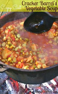 Copycat Cracker Barrel's Vegetable Soup - One of my favorite dishes at Cracker Barrel. This recipe is pure down-home comfort food! www.kidfriendlythingstodo.com #crackerbarrel #soup #vegetable #homemade #recipe #soup