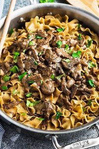 One Pot Beef Stroganoff - all the flavors you love about this classic comfort food made easier in just ONE pan! Simple & perfect for those busy weeknights!