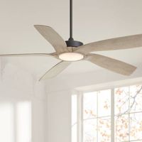 56" Mach 5 Black and Distressed White Oak LED Damp Fan with Remote - #552Y9 | Lamps Plus