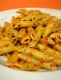 Roasted Red Pepper and Basil Pesto Penne.