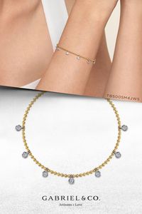 14K White and Yellow Gold Bujukan White Sapphire Droplet Bracelet TB5005M4JWS