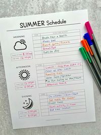 Looking for summer routine ideas for kids? Learn how to create the perfect kids summer schedule, what types of activities to include in your kids daily routines, and get real life examples and sample summer routine ideas - perfect for toddlers and even older kids! Plus, use the free printable summer schedule template to help you create your own routine for your kids summer time!