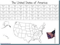 50 States - Learn the state, then color the name and state on the map with corresponding colors.