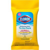 Clorox Disinfecting Wipes To Go pack clean, disinfect and remove allergens for 5x cleaning power* and leave a clean Fresh scent while on the go. Disinfecting Wipes clean and disinfect with antibacterial power that kills 99.9percent of viruses and bacteria that can live on surfaces up to 48 hours, including COVID-19* Virus, staph, E. coli, MRSA, salmonella, strep and Kleb. These all-purpose disposable wipes remove common allergens, germs and messes on surfaces like kitchen counters, bathroom surf