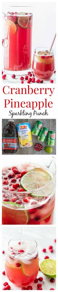 This Cranberry Pineapple Holiday Punch is crisp refreshing and loved by adults and kids. Perfect Christmas Punch! And it’s totally easy; like add and stir! #sponsored by #Dole