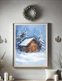 Rustic Winter Cabin Art | Cozy Snowy Cottage Print | Christmas Holiday Wall Art | Winter Wonderland Poster | Cabin Scene Digital Art | Winter Wall Decor 🎄 Rustic Winter Cabin Art | Cozy Snowy Cottage Print Experience the serene beauty of winter with this rustic snowy cabin nestled in the trees. This digital poster brings a peaceful holiday vibe into any room, perfect for Christmas and cozy winter decor. ❄️🏔️ Available Sizes: 3x4 inches 6x8 inches 9x12 inches 12x16 inches Who is this for? This