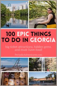 From a Georgia local, read this ultimate Georgia (USA) bucket list with 100 epic things to do in the peach state! This Georgia travel guide includes all the best big attractions, hidden gems in Georgia, and must-try Southern food like fried green tomatoes and boiled peanuts. This guide includes what to do in Helen, Athens, Savannah, Atlanta, the Golden Isles, and more! Visit Georgia for an awesome USA travel destination and USA road trip destination! You will see beaches, waterfalls, & more!