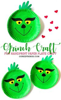 Handprint Grinch Paper Plate Craft - Our Kid Things