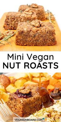 Vegan roast dinner for one? Or cute mini nut loaves for a crowd? This individual nut roast recipe makes it possible! With these individually portioned vegan roasts, you won’t have to worry about leftovers anymore.