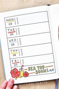 Looking for the perfect summertime layout to try in your bullet journal!? These super cute beach themed weekly spreads, mood trackers, monthly logs and more… will give you some inspiration to get started! #bulletjournalideas #bujospread #bujoideas #bulletjournaltheme