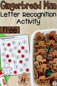 This Gingerbread Man Alphabet Sensory Bin is a hands-on letter recognition activity and fun way to add more sensory play into your day.