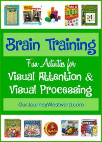 We love brain training activities! They have made such a difference in our homeschool. Here is a list of several activities we use to strengthen visual attention and visual processing.