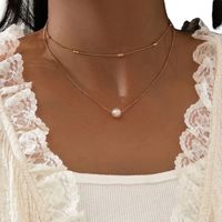 Gold Tone Choker Style Layered Necklace. Choker Is Segmented And Longer Necklace Has A Single Pearl. Dainty And Feminine Nwot Necklace!