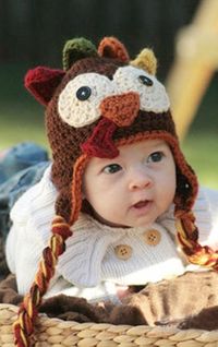 Crochet baby turkey hat for Thanksgiving