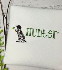 Boys personalized embroidered German Shorthaired Pointer tee shirt, Dog holding duck t-shirt,  baby toddler and boys sizes, or bodysuit by UrbanBlueberry on Etsy