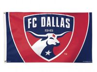 Made and Designed by WinCraft. Size is a 3 x 5 Screen Printed on the Front is a FC Dallas 96 logo. 100% Authentic. Officially Licensed MLS Product.