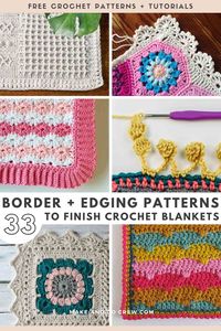 Looking for the best crochet edging patterns? This collection from Make and Do Crew is for you! We've gathered our favorite crochet border patterns - from simple crochet borders, delicate lace trims & crochet flower border patterns. Borders can be added to crochet blankets, sweaters, scarves, cardigans, towels, and washcloths. Whether you're looking for an easy border or wondering how to add a border to a blanket, this guide will help you. Visit the blog for the free crochet trim patterns.