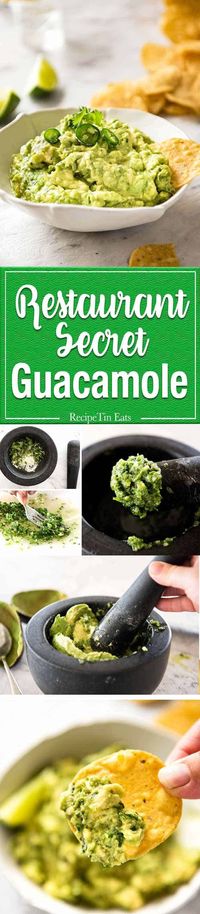 An authentic Guacamole recipe, the way it's made in Mexico and by top Mexican restaurants around the world. The secret step is to make a paste with onion, jalapeno/serrano and coriander/cilantro. Makes all the difference! 