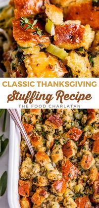 Discover the best traditional Thanksgiving stuffing recipe! This easy, buttery stuffing features crispy edges and a perfect blend of herbs. Ideal for holiday feasts, family dinners, and potlucks. Learn tips for making ahead, choosing the right bread, and achieving perfect texture of your holiday dressing. Enjoy a homemade stuffing dish that tastes just like grandma's Thanksgiving dressing.