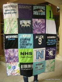 FINALLY!!! t-shirt quilt that actually has directions for DIY!--save and do for each kid!