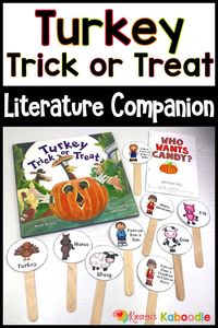 Turkey Trick or Treat by Wendi Silvano is a perfect Halloween picture book for Pre-K, Kindergarten, 1st, and 2nd grade!  This literature companion includes sequencing activities, retell sticks, a mini-book, and many other fun and engaging activities!  With engaging and fun activities for Halloween, your students will learn new skills and have a great time!