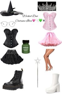 Wicked inspired costume Idea! This adorable take on Glinda and Elphaba will be one of the cutest costumes this Halloween! There are other versions in the link💗 #halloween #costume #halloweencostumeideas #wicked #amazon #halloweencostumescollege #duo #cute #trendy #aesthetic