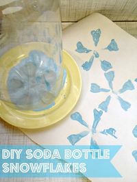 Grab an empty 2L bottle and some paint to stamp out these easy bottle snowflake craft for kids! A great "Less mess" preschool activity to celebrate the cold