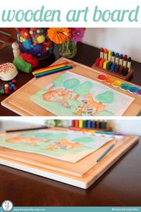 Wooden Craft Board | Art Board | Lap Desk Board | Painting Board. Use with play dough, art supplies, paint, crafts with the kids, puzzles, games, journaling, drawing, and more! FromJennifer on etsy has many other quality wood products for kids. {affiliate link}