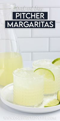 This Pitcher Margarita Recipe is prefect for serving a crowd! Made with fresh lime, tequila, and a simple syrup, for a touch of sweet, leaving you with the most delicious margarita. You will have everyone begging for the recipe.