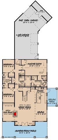 Striking Contemporary Farmhouse Plan with Sleeping Loft - 70618MK floor plan - Main Level