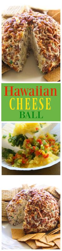 Hawaiian Cheese Ball - a cream cheese ball with crushed pineapple, green onions, and bell pepper. This is such a crowd pleaser. #hawaiian #cheese #ball #appetizer #recipe