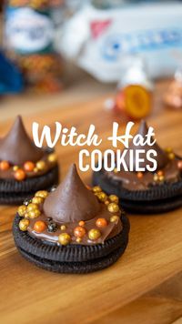 Things are getting witchy over! 🧙🏽‍♀️🪄 Oreos, Hershey’s kisses, and sprinkles! That’s all you need for this adorable treat! Melt the chocolate, add it to the top of an @oreo cookie, put a @hersheys kiss on top, add sprinkles! These will be perfect for holiday parties this season! OR for a Harry Potter themed party any season! ✨Harry Potter fans, try this!✨ Use colored sprinkles to represent each of the Hogwarts houses! Add each color grouping to individual cookies! Red and gold on one...