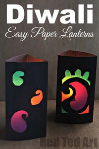 Easy Kids' Paper Lantern for Diwali - Red Ted Art - Easy Crafts for Kids