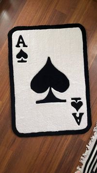 Custom Made Playing Cards Tufted Rug made with high quality yarns. Handmade Punch Needle Technique. Will make a great addition to your playing space and also makes great gift to people who love playing.  Cards and numbers are customizable so please fill customization your preferred cards. Care Insturctions -Spot Clean Only Will be shipped in 10 days Please do send us an image of your preferred rug if you want a custom order. Almost any image can be turn into a rug which makes a great addition to