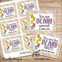 Personalized Gummy Bear Gift Tags | Printable Digital File | beary best beary special | HT057