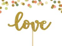 This calligraphy "love" Cake Topper is perfect for any love themed event! Wedding, Valentines Day, Engagement Party, Bridal Shower, & more! Top off your cake- or use them in decorative centerpieces. Available in a variety of glitter and metallic colours. Find it at FlyingOwlStudio on Etsy.