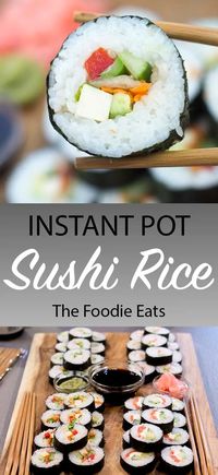 Sushi rice has never been easier! With delicious seasoning, this sushi rice has the perfect sticky texture for making sushi rolls or poke bowls. #instantpot #sushi #sushirice Perfect Instant Pot Sushi Rice | The Foodie Eats via @thefoodieeats